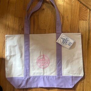 Large Trader Joe's Lavender & Cream Canvas Tote! Just Released!